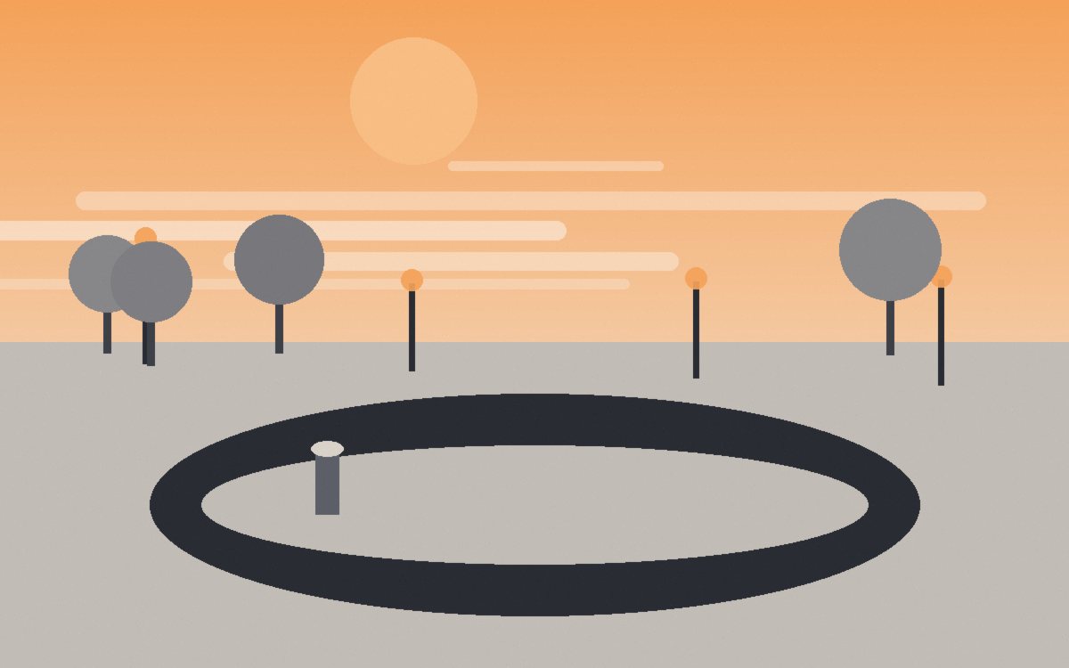 Two runners side by side on a dawn path, one mid-sentence, both at an easy jog